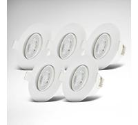 B.K.Licht - Juego de 5 focos empotrables LED 230V, foco LED, orientable para el baño IP65, foco de techo regulable sin escalonamiento, focos de techo, lámpara de baño, blanco, 90x42 mm (PxAl)