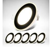B.K.Licht - Juego de 6 focos LED empotrables 230V con función de luz nocturna, superficies y anillos conmutables por separado, función de memoria, LED Spot, plano, focos de techo, 68mm, 93x30mm, negro