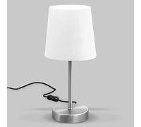 B.K.Licht - Lámpara de mesa LED con pantalla de tela, E14, con interruptor de cable, 25W, lampara de mesa, lamparas de mesita de noche, lampara mesita, lampara lectura, lampara escritorio, blanco