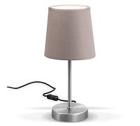 B.K.Licht Lámpara de mesa LED, lámpara de tela color topo, níquel mate, E14, lámpara de mesa, lámpara de cama con interruptor, IP20.