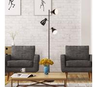 B.K. Licht Lámpara de pie Gide, 3 luces, negro, metal, E27