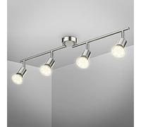 B.K.Licht - Lámpara de techo con 4 focos orientable | incl. 4 bombillas LED GU10 x 2,9W | Fácil montaje | Giratorios foco de techo interior | Luz cálida | 260 lúm, 3000K | Recta barra | 60,5 x 10,5cm
