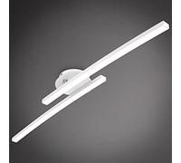B.K.Licht - Lámpara de techo de 2 barras LED 12W, orientable, 3000K blanco cálido, 1300 lúmenes, plafon led techo, lampara techo para salon, dormitorio, cocina, 57,5x12x8,3 cm, blanco