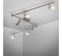 B.K.Licht - Lámpara de techo LED, orientable, color de luz blanco cálido, casquillo GU10, plafon led techo, lampara techo para salon, dormitorio, focos led interior techo, cromo níquel mate