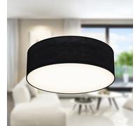 B.K.Licht - Lámpara de techo textil, Pantalla de tela, Fácil de montar, Luz suave, 1 Casquillo E27 Max 40W, elegante Plafon Techo Dormitorio, Cocina, Salón, Ø 30cm, Sin bombilla, Negro