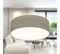 B.K.Licht - Lámpara de techo textil, Pantalla de tela, Fácil de montar, Plafon de Techo Luz suave, 1 Casquillo E27 Max 40W, elegante Plafon Techo Dormitorio, Cocina, Salón, Ø 30cm, Sin bombilla, Topo