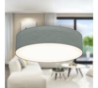 B.K.Licht - Lámpara de techo textil, Pantalla de tela, Fácil de montar, Plafon Techo Luz suave, 2 Casquillos E27 Max 40W, elegante Plafon Techo Dormitorio, Cocina, Salón, Ø 38cm, Sin bombilla, Gris