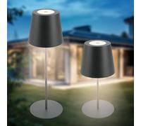 B.K.Licht - Lámpara LED de sobremesa inalámbrica IP44 táctil, regulable por etapas, batería recargable y fuente de luz intercambiable, lámpara de mesilla de noche, 36x10,5 cm, antracita