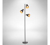 B.K.Licht - Lampara Pie Industrial Giratoria, 3 Bombillas de E27 máx. 25 W (ex ltura 166 cm, Métalica, Lámpara de Pie, Lamparas Pie, Lampara Pie Salon, Dormitorio y Estudio, color Negro-Dorado