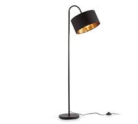 B.K.Licht - Lampara Pie Retro Giratoria, E27, Interruptor de Pie, Altura 145 cm, Métalica, Ø30cm Pantalla, Lámpara de Pie, Lamparas Pie, Lampara Pie Salon, Dormitorio y Estudio, color Negro-Dorado