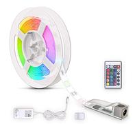 B.K.Licht LED Strip 3m, recubierto de silicona, RGB, control remoto, autoadhesivo, cambio de color, acortable, Tiras LED, cadena de luz, cinta, tiras, tira LED, tira de luz LED, blanco