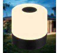 B.K.Licht - Mini Lámpara LED de Sobremesa Inalámbrica IP44 con Tacto, Regulable por Pasos, Batería Recargable, Cable USB-C, Lampara para Mesita, Lampara LED, 7x7Cm,Luz, Negro