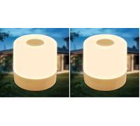 B.K.Licht - Mini Lámpara LED de Sobremesa Inalámbrica IP44 con Tacto, Regulable por Pasos, Batería Recargable, Cable USB-C, Lampara para Mesita, Lampara LED, 7x7Cm, Lamparas a Pilas, Luz, Madera
