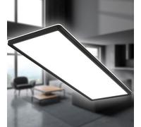 B.K.Licht - Panel LED plano con iluminación indirecta, luz blanco neutro, IP44, plafon led techo baño, lámpara techo, lámpara baño, plafon cucina, 58 x 20 x 3 cm, negro