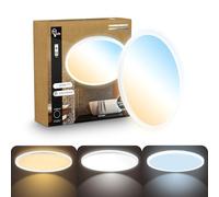 B.K.Licht - Panel LED plano con mando a distancia, regulable, iluminación indirecta, CCT ajustable de luz cálida a luz diurna, IP44, plafon led techo baño, lámpara techo, salón, 42 x 3 cm, blanco