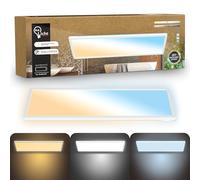 B.K.Licht - Panel LED plano con mando a distancia, regulable, iluminación indirecta, CCT ajustable de luz cálida a luz diurna, IP44, plafon led techo baño, lámpara techo, salón, 58x20x3 cm, blanco