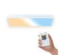 B.K.Licht - Panel LED plano con mando a distancia, regulable, iluminación indirecta, CCT ajustable de luz cálida a luz diurna, IP44, plafon led techo baño, lámpara techo, salón, 58x20x3 cm, blanco