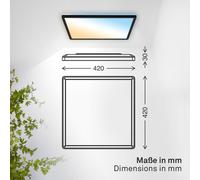 B.K.Licht - Panel LED plano con mando a distancia, regulable, iluminación indirecta, CCT ajustable de luz cálida a luz diurna, IP44, plafon led techo baño, lámpara techo, salón, 42x42 x3 cm, negro