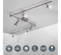 B.K.Licht, plafón con 6 focos, casquillo GU10, 1,8 metros, acabado níquel mate