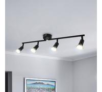 B.K. Licht Plafón Jade, negro, 4 luces, GU10, 3000 K
