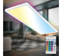 B.K.Licht - Plafón LED plano con mando a distancia, retroiluminación RGBIC, superficie luminosa CCT, regulable, plafón, lámpara de salón, panel LED, habitación infantil, techo, 58x20x2,5 cm, blanco