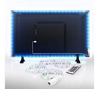 B.K.Licht Set de tira LED para retroiluminación de televisor I 2 metros I incluye puerto USB I Tira LED para PC y TV, incluye mando a distancia I 16 colores