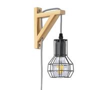 B·LED BARCELONA LED - Aplique de pared de madera jaula MICA Bombilla incluida