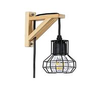 B·LED BARCELONA LED - Aplique de pared de madera jaula MICA Bombilla incluida