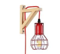 B·LED BARCELONA LED - Aplique de pared de madera jaula MICA Bombilla incluida