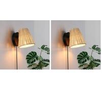 B·LED BARCELONA LED - Aplique de pared de mimbre BLIND (Paquete de 2)
