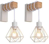 B·LED BARCELONA LED - Aplique de pared nórdico jaula RODEN - Madera y metal (Paquete de 2)