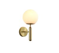 B·LED BARCELONA LED - Aplique Led de Pared con Bola de Cristal Blanca Moderna con Soporte y Casquillo E14 para Dormitorio Salón Pasillo (Dorado)
