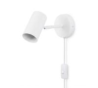 B·LED BARCELONA LED BarcelonaLED Aplique de Pared Foco Orientable con Cable Enchufe e Interruptor Lámpara de Lectura Portalampara Blanca E27 para Salón Dormitorio Mesita de Noche Cabecero