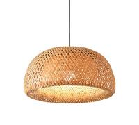 B·LED BARCELONA LED BarcelonaLED Lámpara de techo vintage de mimbre, de 45 cm, madera de ratán de bambú con casquillo E27 negro para comedor cocina salón