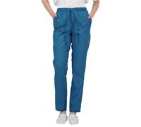 B-well ALESSI Pantalones de trabajo médicos unisex con cintura elástica y bolsillos en la espalda Uniforme hospitalario con cintura media y goma perimetral, Azul caribe., XL