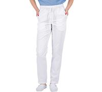 B-well ALESSI Unisex Pantalón Sanitario Pantalones Sanitarios Uniformes Sanitarios Cintura Elástica 3 Bolsillos Blanco XXL