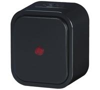 B2 Serie IP54 - Enchufe de pared (10 A, 250 V, con interruptor, interruptor en cruz, 10 A, 250 V, con iluminación), color negro