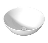 baanio Lavabo sobre Encimera Redondo Pequeño, Porcelana Blanca Ibiza de 29x29x10cm para Instalar sobre Mueble de Baño o Encimera. Lavabo Tipo Bol. Sin Rebosadero