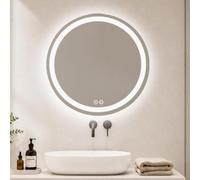 baanio Orb - Espejo Baño LED Redondo 60 cm con Antivaho - Luz Frontal y Retroiluminado, Luz Regulable 3 Tonos, Interruptor Táctil
