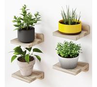 babominimer Juego de 4 estantes flotantes de madera rústica de paulownia para montaje en pared, estantería cuadrada pequeña para baño, cocina, dormitorio, decoración del hogar, negro carbonizado