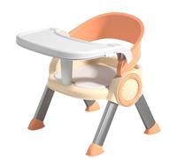 Baby Feeding Chair, Non-Slip Dining Chair, Household Small Stool with Music and Tray, 38.5x34x33cm, Portable Foldable Design, Ideal for Camping, Lawn, Beach, Travel, Yellow/Pink