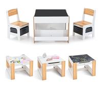 Baby Vivo Set Niños Actividad Mesa con 2 Sillas Infantil - Grupo de Asientos y Escritorio con Pizarra para Niños - Escritorio Juego Cajas Niña y Niño Hecho de Madera - MIA