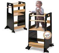 Baby Vivo Torre de Aprendizaje de madera Regulable en Altura - Torre Montessori para niños y bebés a partir de 1 año para Aprender a Cocinar Learning Tower para Niños Noah en Negro