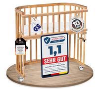 babybay Cuna Extra Grande de Madera de Haya Maciza, Altura Regulable y respetuosa con el Medio Ambiente, con colchón, Rejilla, Ruedas (Haya engrasada)
