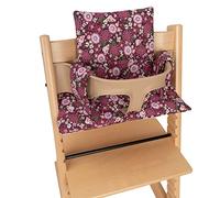 Babyline Funda Cojín para Trona Stokke. Compatible con Stokke, Tripp Trapp, Trona Evolutiva y Trona. Algodón, Ultrablando, Estándar, Flor Purple