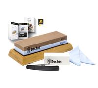 Bacher Piedra de Afilar Cuchillos 400/1000 - Guía de Ángulo, Bambú | grano según norma JIS R6001 | doble cara, solo agua | hachas, tijeras de podar, herramientas | corindón blanco | eBook
