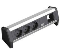 Bachmann 3x schuko 1x gst18 base múltiple 3 salidas ac negro, plata