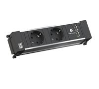 Bachmann 916.1193 Power Frame, Power Frame Cover Unidades de Toma de Corriente Small, Aluminio, 2X enchufes con Puesta a Tierra, 1x Cargador USB