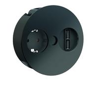 Bachmann 931.131 Twist Unidad de Toma de Corriente, 1x Enchufe con Puesta a Tierra, 1x Cargador USB, Negro Mate
