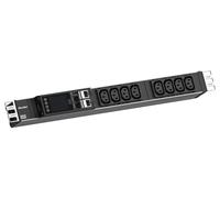 BACHMANN BN ESSENTIAL, barra de conexión de 19", con medidor, 8 tomas C13, longitud 2,0 metros, estándar CEE7/7